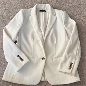Ann Taylor Petite Women's Ivory Single-Button Tailored Blazer